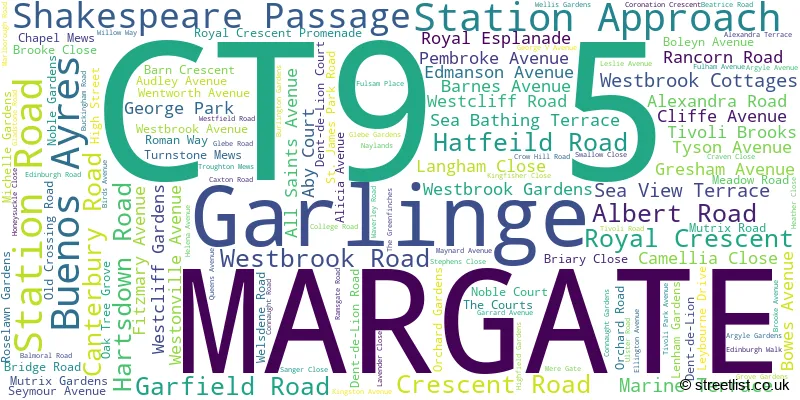 A word cloud for the CT9 5 postcode